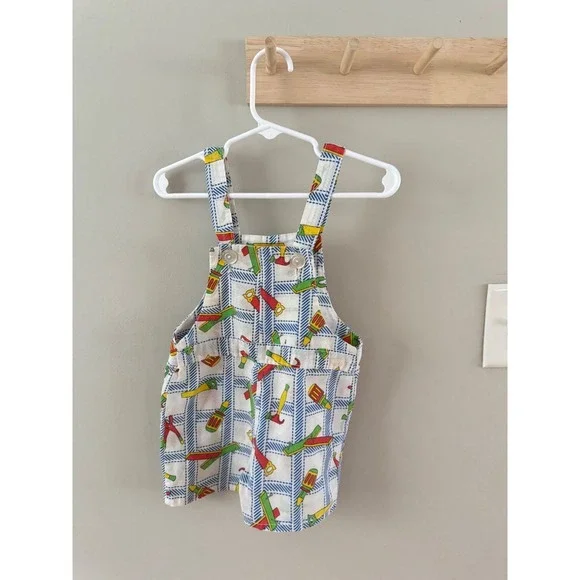 vintage/handmade colorblock tool shortalls - Picture 4 of 5